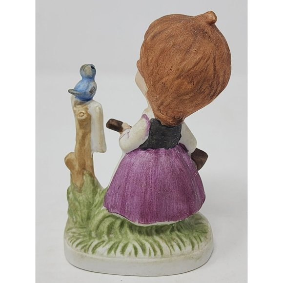 Vintage Napcoware‎ Musician Singing Figurine Guitar Bluebird Purple Flowers - Picture 3 of 11